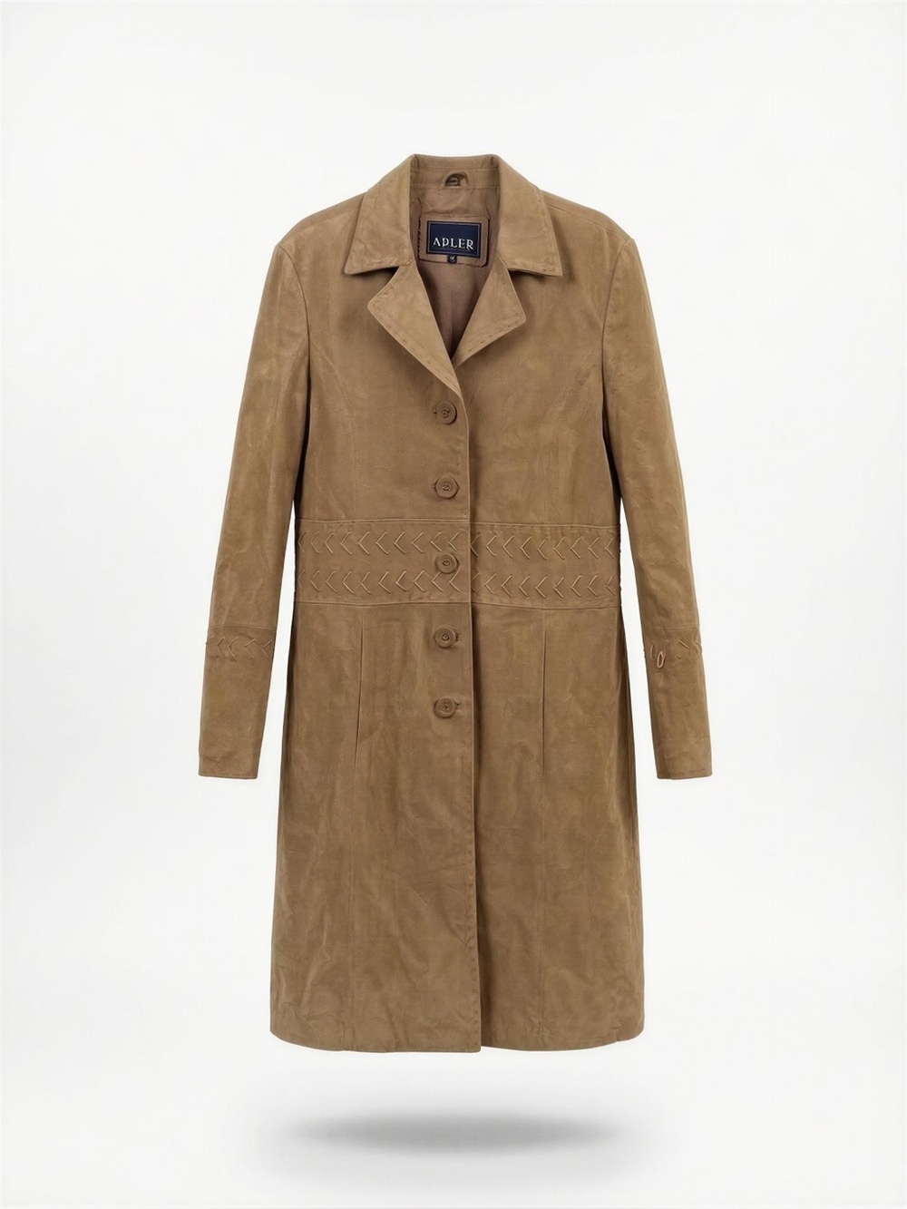 Women's Tan Leather Button-Front Coat Size M